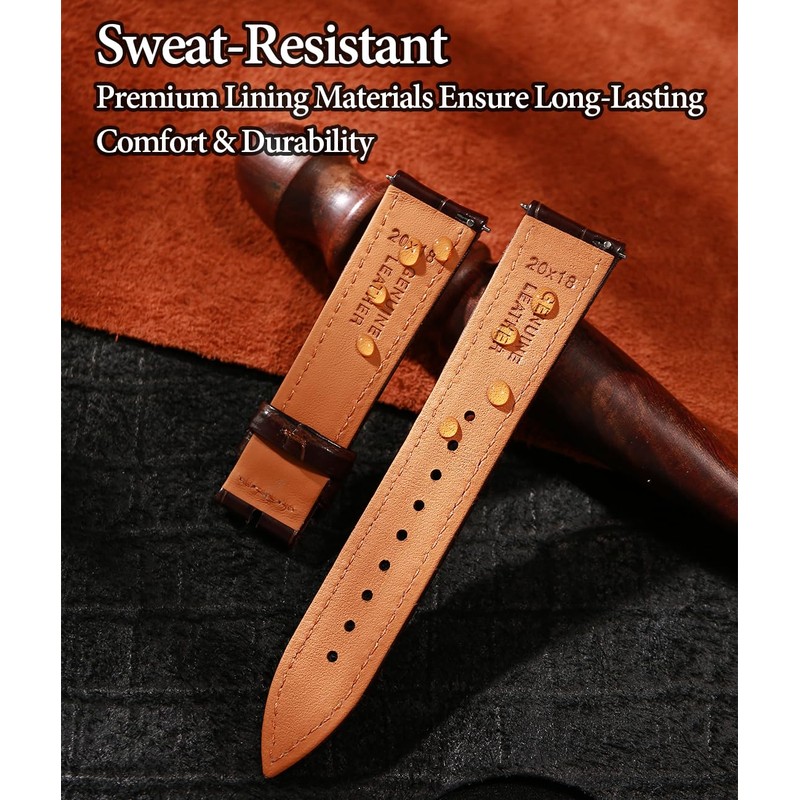REZERO Leather Watch Bands for Men, Quick Release Watch Straps,