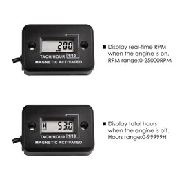 NInE-ROnG LCD Digital Magnetically Activated Tachometer Operating Hour Counter with Rotating Shaft Use for Diesel/Gas Engine, Compressors, Generator