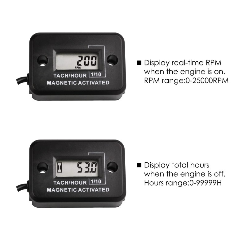 NInE-ROnG LCD Digital Magnetically Activated Tachometer Operating Hour Counter with