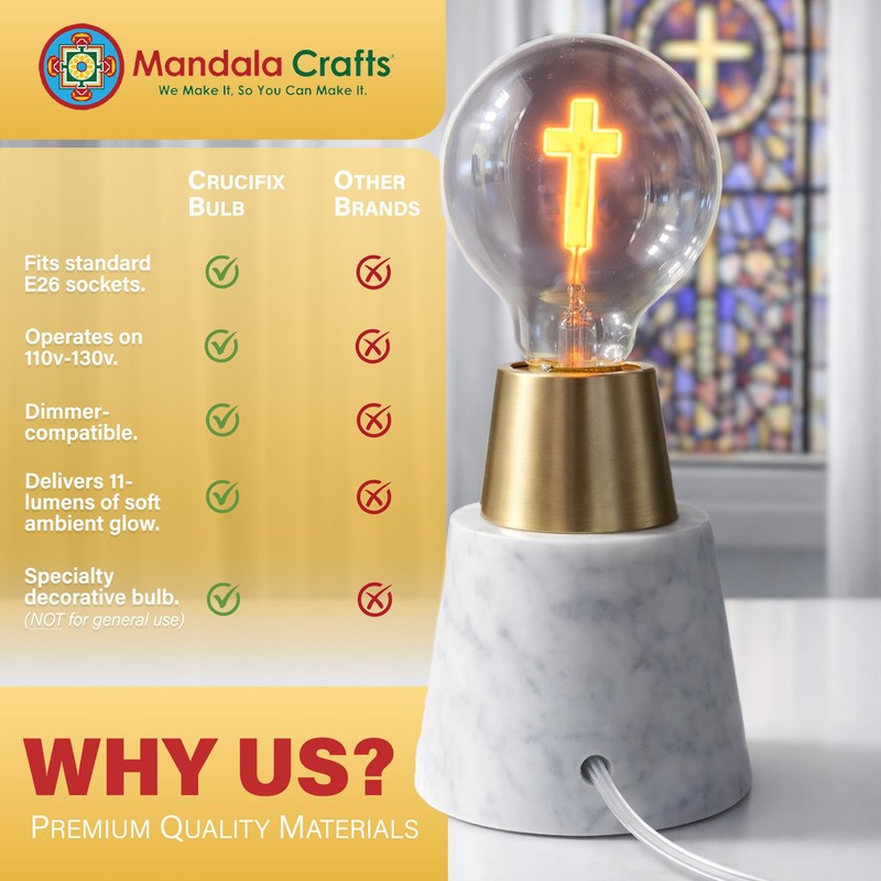Mandala Crafts 3W Cross Light Bulbs with Crucifix Design (4