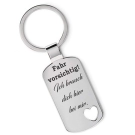 Lieblingsmensch Keyring Model: Fahr vorsichtig - ich brauch dich (German language version) Silver