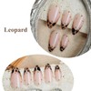 MERVF Almond Press on Nails Medium Brown, Leopard French Tip