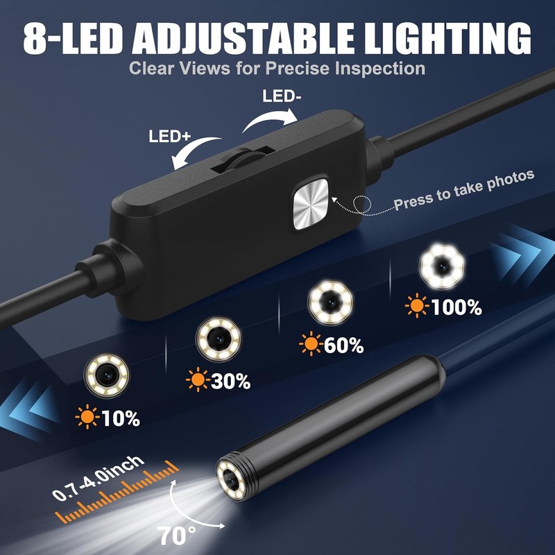 Endoscope Camera with Light, 1920P HD Borescope Inspection Camera |