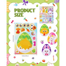 Glavatrix 24 Sheets Easter Stickers, DIY Stickers for Happy Easter Party Favors Decoration, Egg Bunny Sticker for Kids Cards Craft Scrapbook (Blue+Yellow+Pink)