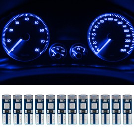 RGOAANC 12PCS T5 LED Bulbs, 74 37 2721 PC37 LED Bulb Dash Light, Bright Canbus Error Free, Panel Gauge Cluster Light, Hight Bright 3SMD 3030 Chips Bulb for Car Interior/Indoor Map Trunk (Blue)