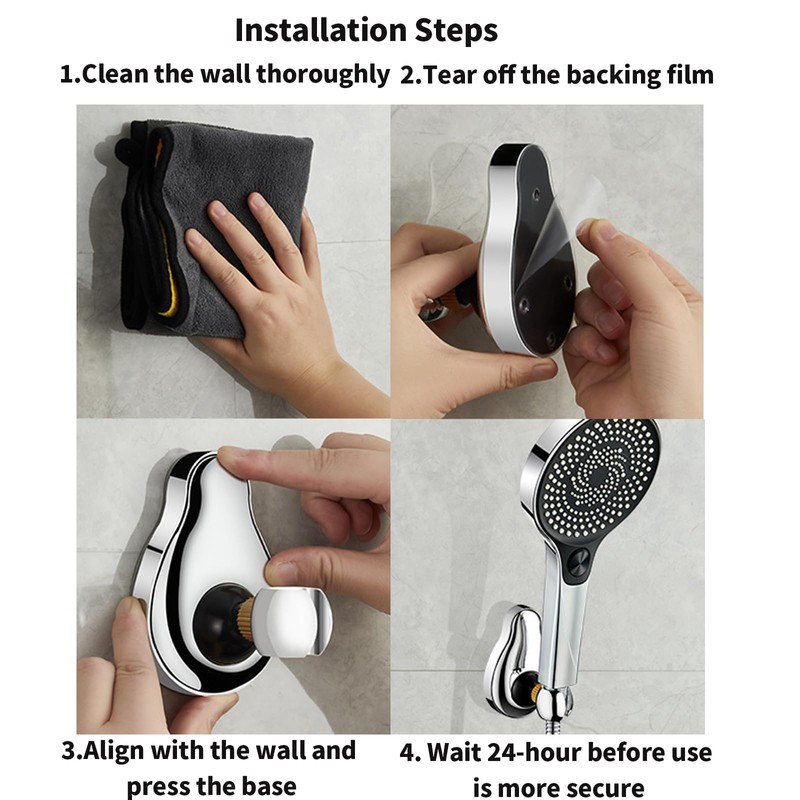 Shower Head Holder, 720° Universal Adjustment Shower Head Bracket, No
