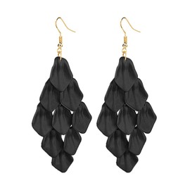 HSAJS Boho Exaggerated Rose Petal Flower Drop Stud Earrings Textured Vintage Multistage Acrylic Petal Jewellery for Women Girls, Acrylic