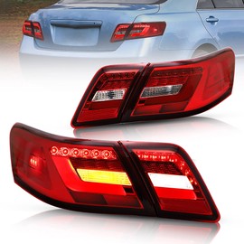 VLAND LED Tail lights Compatible with Camry 2007-2011 with 3D Light Bar, Not Fit LE Models and Hybrid (Factory LED Rear Light) Red Clear