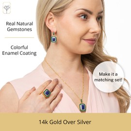 MAX + STONE 8 Carat Big Smoky Quartz Pendant | 14K Gold Plated Silver Brown Smokey Quartz Necklace for Women with Black Enamel | Hypoallergenic Gold Plated Gemstone Jewelry | June Birthstone Pendant