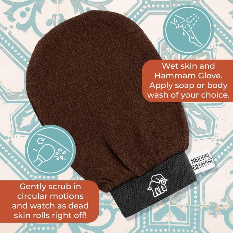 Natural Elephant Exfoliating Hammam Glove | Authentic Moroccan Kessa Body