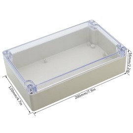 LeMotech ABS Plastic Junction Box Dustproof Waterproof IP65 Electrical Enclosure Box Universal Project Enclosure Grey with PC Transparent Clear Cover 8 x 4.7 x 2.2 inch（200 x120 x56 mm）