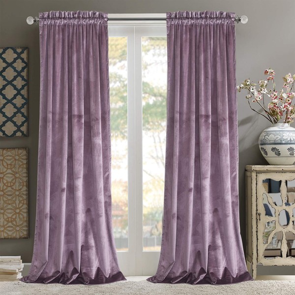 Roslynwood Lavender Velvet Curtains 120 inch Long Set of 2