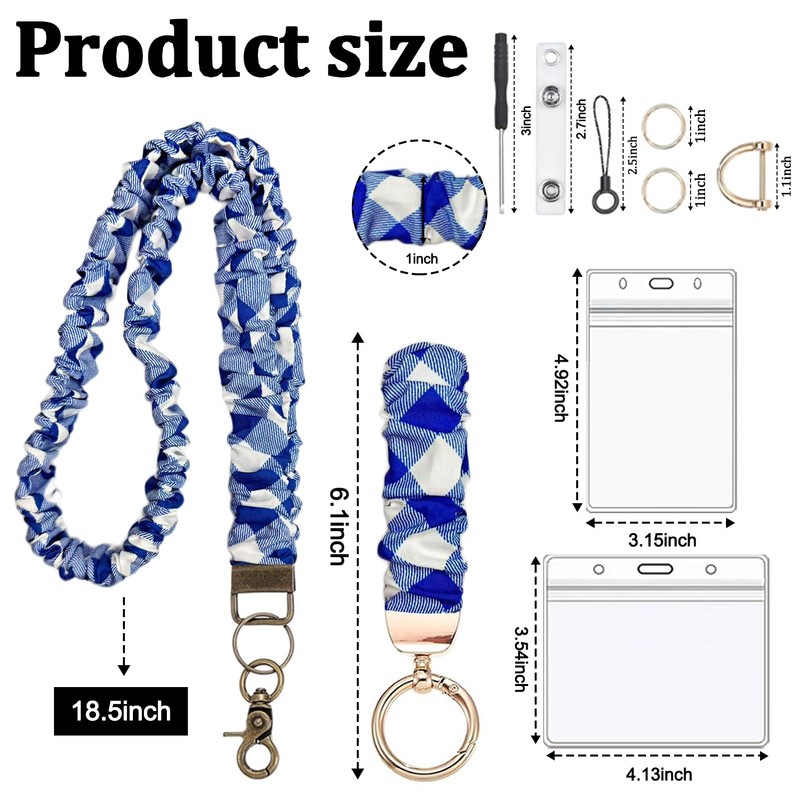 2 Set Stretchy Scrunchie Lanyard Teacher Lanyard Scrunchie Keychain Wristlet