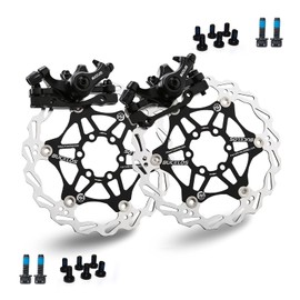 BUCKLOS - Kit de freno de disco para bicicleta de montaña, línea mecánica MTB, pinza de freno de disco con palancas de aleación de aluminio, rotor de 160 mm, adaptador universal IS/PM para bicicleta