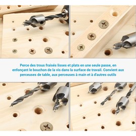 Oumefar Countersunk Drill Set, Metal Countersink Drill Biting Countersink Drill Set, High Speed Countersunk Drill, Carpentry, Woodworking Drilling Tool, Round Shank with Allen Key (3-10 mm)