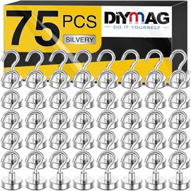 DIYMAG Magnetic Hooks, 30Lbs Strong Heavy Duty Cruise Magnet (75 Pack-Silver),Magnet S-Hooks for Classroom, Fridge, Hanging, Cabins, Grill, Kitchen, Garage, Workplace and Office etc