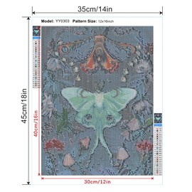 YIYUE Diamond Art Painting Kits for Beginners, Full Round Drill 5D Digital Painting Kit, Butterfly Diamond Painting for Adults, DIY Painting by Numbers for Home Wall Decor 12x16inch, No.18