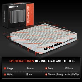 Frankberg Cabin Air Filter Pollen Filter with Activated Carbon Compatible with Picanto JA 1.0L 1.2L 2017-2024 Replace# 97133G6000