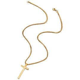 Cross Necklace for Men,Gold/Black/Silver,with 2.5mm Durable Stainless Crucifix Pendant Box Chain 18/20 Inch(Gold, 18)