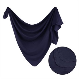 XIAOHAWANG Baby Swaddling Cloth Cotton with Newborn Hat Baby Burp Cloths Soft Comfortable Swaddling Cloth for Baby Girls, Boys (Navy)