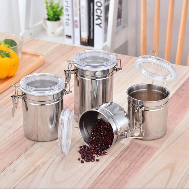 Foraineam 4-Piece Stainless Steel Airtight Canister Set with Clear Arylic