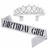 Birthday Crowns Sash Gold Crystal Tiara for Birthday Party Women
