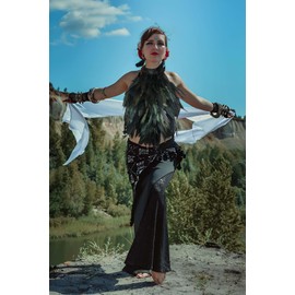 HOMELEX Feather Cape Shawl Costume Black Witch Wings Collar Adult Crow Maleficent Neck