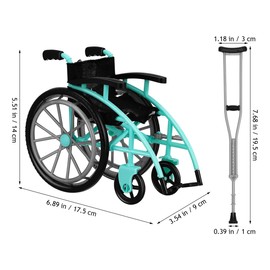 WEKAMOS 1 set di sedie a rotelle per casa delle bambole con stampelle, accessorio pieghevole per scene creative, per decorazioni paesaggistiche e progetti fai da te