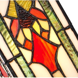 Happy Homewares Art Deco Themed Tiffany Easy Fit Pendant Shade with Green, Amber and Red Stained Glass Rectangular Shape by Happy Homewares