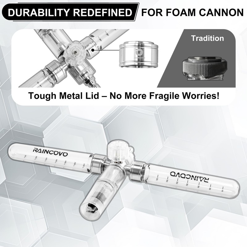 Raincovo Dual Pure Pro Foam Cannon for Pressure Washer, Dual-Bottle