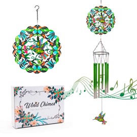 Wind Chime with Hummingbird Wind Spinner, Gifts for Men, Women, Retirement, Teachers, Parents - Outdoor Hanging Decor Clearance for Garden, Patio, Backyard or Porch