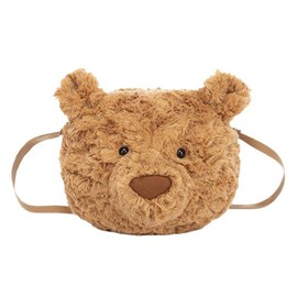Bear Crossbody Bag 3D Cute Crossbody Bag Plush Casual Messenger Bag Shoulder Bag (Brown)