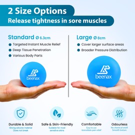 Beenax Massage Lacrosse Ball for Trigger Point, Muscle Knots, Deep Tissue, Myofascial Release, Yoga, Rehab, Physiotherapy - Pain Relief for Shoulders, Back, Neck, Foot, Body