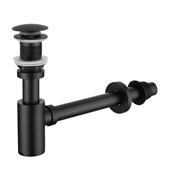 Black, Solid Brass Bathroom Sink Drain Kit, Adjustable Bottle Trap,
