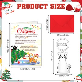 DPKOW Cat Christmas Card Keyring Gifts, Funny Christmas Card from the Cat, Cat Mum Dad Gifts Xmas Christmas Cat Keyring Keychain, Xmas Christmas Card with Envelope, Christmas Presents from the Cat