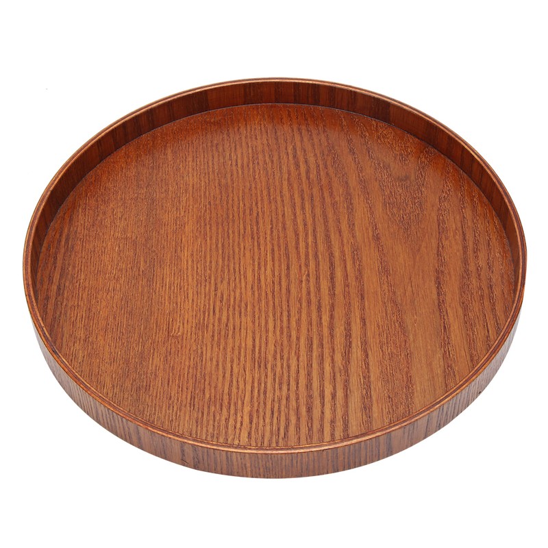 Wooden Round Tea Cup Tray Coffee Plates Holder Serving Tray