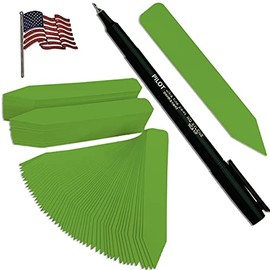 TAGKRAFTERS 5" x 5/8" Green Premium Pot Stakes with Marker - 400 Pcs - Plastic Plant Tags and Labels - Nursery Garden Tree Labels Waterproof Writeable | Made in The USA |