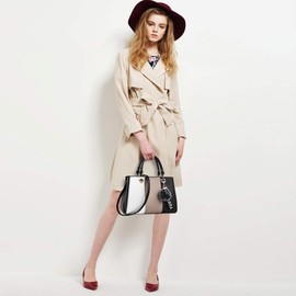 NICOLE&DORIS Women's Exquisite Shoulder Crossbody Messenger Tote Satchel PU Leather Handbags, Khaki, S