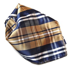 Navy Brown White Plaid Design Men's Hankerchief Pocket Square Hanky