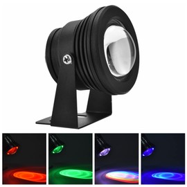 12V 10W Spot Light IP65 Waterproof RGB LED Aquarium Pond Spotlight Underwater Fish Lighting with Remote Controller, 120 Degree Adjustable Stand (Black Cover)