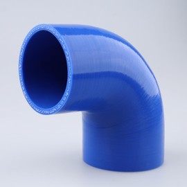 AC PERFORMANCE ID 2.75" to 2.5" (70mm to 64mm), 90 Degree Elbow Reducer Coupler, Leg Length 3.5" (90mm), 3-Ply Reinforced, Automotive Silicone Hose, Blue