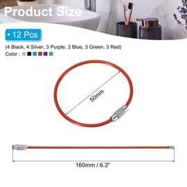 [PATIKIL] 20pcs 6.3" Length Wire Keychain Cable Stainless Steel Key Ring Loop, Multicolor