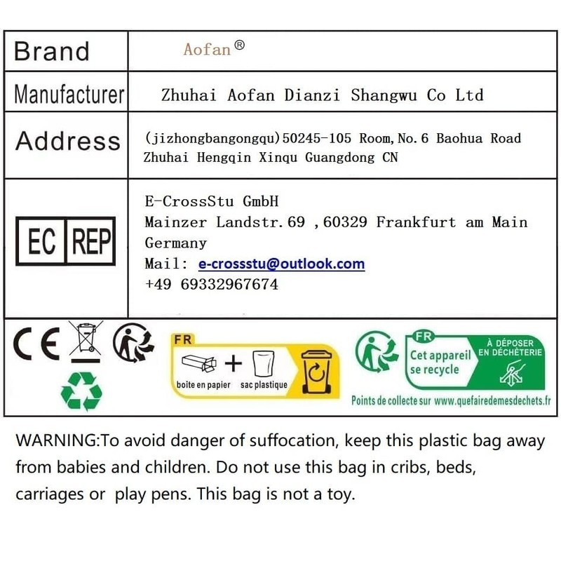 Aofan IEC 320 C8 2Pin Male to C13 3Pin Female