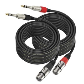 VOXYNK 2 Pack XLR Buchse auf 6,35 mm TRS Kabel 1M, Geflochtenes Klinke Stereo 6,35 mm stecker auf 3 poliges XLR Mikrofonkabel - Professional/HiFi