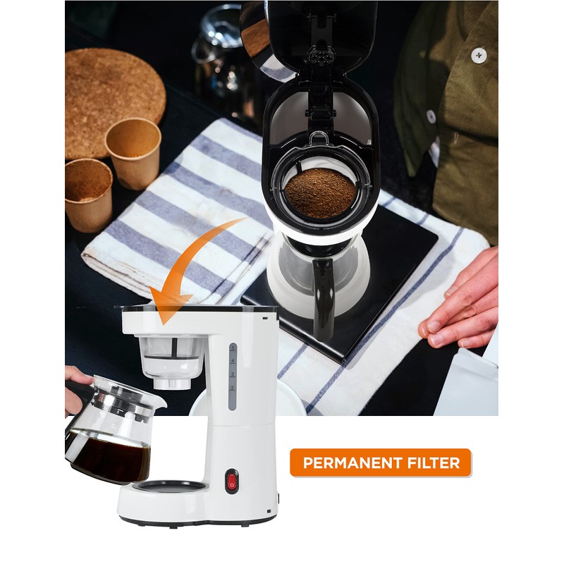 Commercial CHEF 5-Cup Small Drip Coffee Maker with 0.75L Water