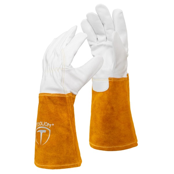 TOOLIOM Premium Goatskin TIG Welding Gloves Cuff Cowhide Split Leather
