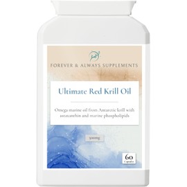 Antarctic Krill Oil Extract 500mg, Soft Gel Capsules, 60 Count, High Strength Red Omega 3 Fatty Acid with Phospholipids, Choline & Astaxanthin, Forever & Always Supplements