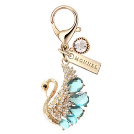 MONNEL MC320 - Abalorio 3D con cierre de langosta de vidrio grande para mujeres y niñas, con bolsa de terciopelo (azul, 1 pieza), 4 cm (L) X 0.9 cm (W) X 5.8 cm (H), Aleación de zinc, Diamantes de imitación