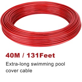 DIRAEEN 2024 New Upgrade Wire Rope Tensioner for Swimming Pool Tarpaulins Diameter 2 mm Long 40 m Wire Rope and Turnbuckle for Securing Pool Covers in Winter