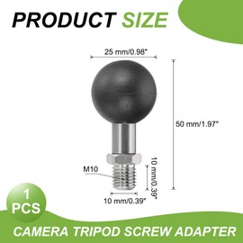 PATIKIL 1" Ball Mount Base Ball Adapter with M10 Threaded Bolt Stainless Steel for Action Camera Camcorder Compatible for Double Socket Arms Mount Motorcycles Electric Vehicle, Silver